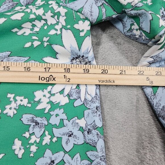 Tuckernuck Top Womens Small Green Floral Botanical Rose Preppy Blouse - Picture 7 of 8